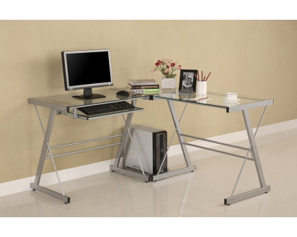 FaFurn - Modern Corner Computer Desk in Metal and Glass