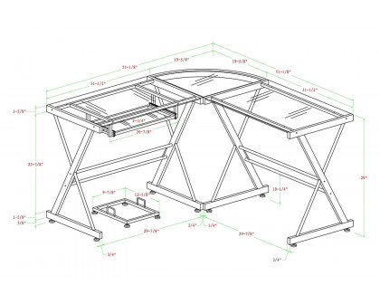 FaFurn - Modern Corner Computer Desk in Metal and Glass