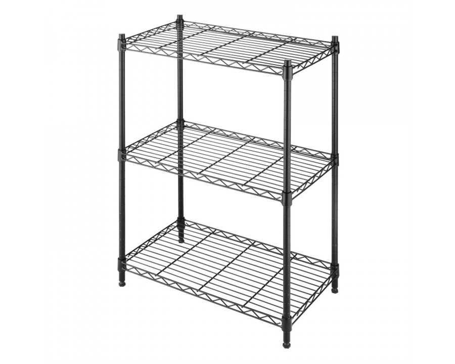 FaFurn - 3-Shelf Storage Rack Shelving Unit in Black, Metal