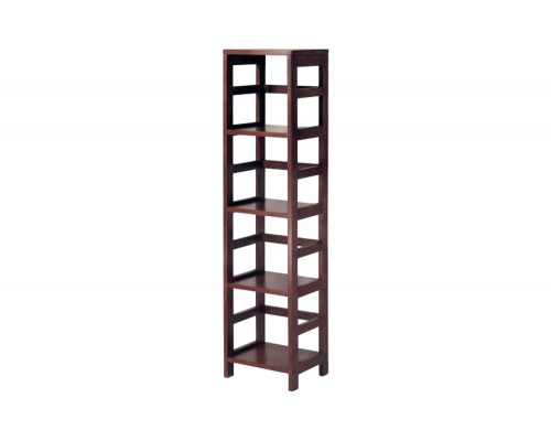 FaFurn - Narrow 4-Shelf Contemporary Shelving Unit in Espresso Wood Finish