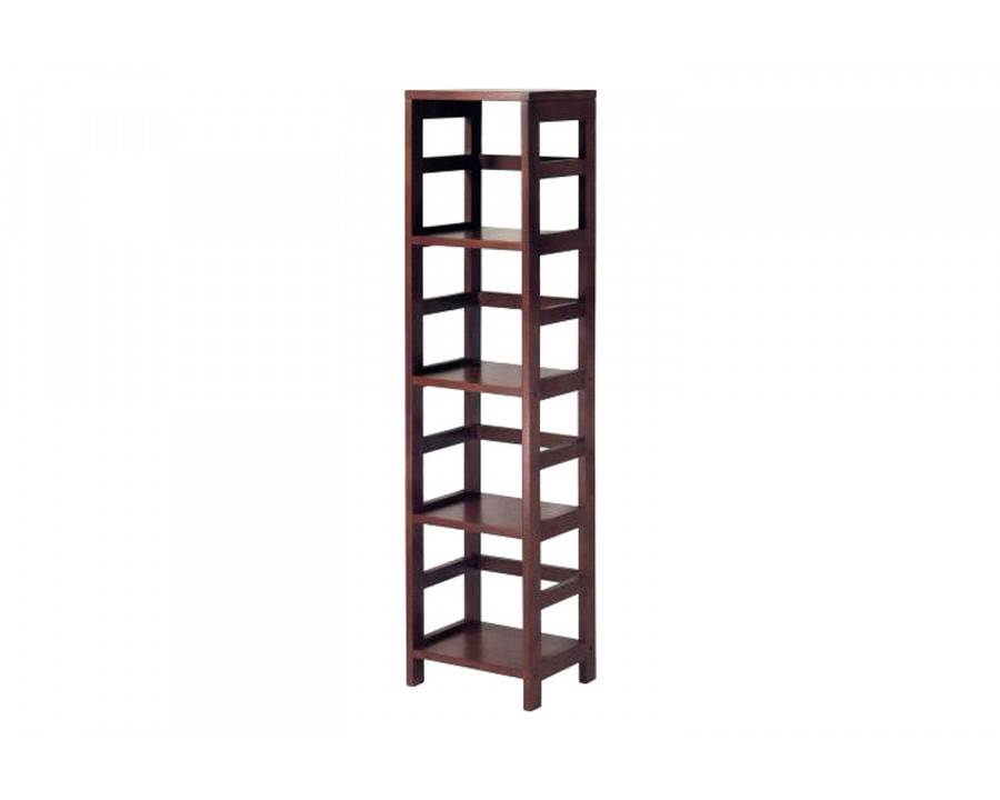 FaFurn - Narrow 4-Shelf Contemporary Shelving Unit in Espresso Wood Finish