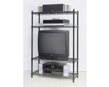 FaFurn 4-Shelf Shelving Unit - Black, Metal