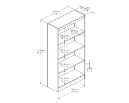 FaFurn 4-Shelf Bookcase - Royal Cherry, Wood