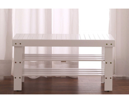 FaFurn - Solid Wood Shoe Rack Entryway Storage Bench in White