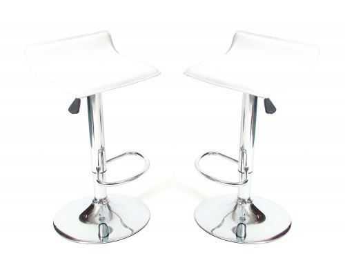 FaFurn Modern Air-Lift Adjustable Bar Stools (Set of 2) - White/Chrome