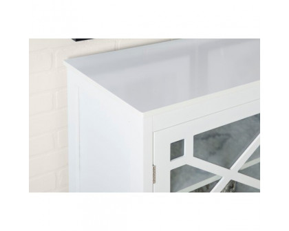 FaFurn - Farmhouse Buffet Cabinet with Glass Panel Doors in White