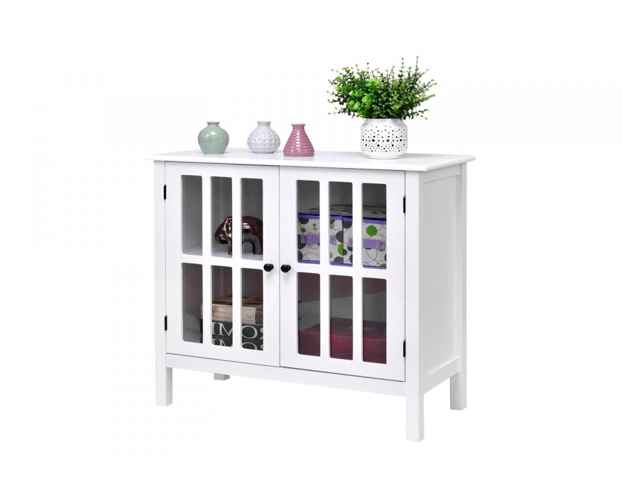 FaFurn - Wood Sideboard Buffet Cabinet with Glass Panel Doors