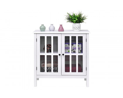 FaFurn - Wood Sideboard Buffet Cabinet with Glass Panel Doors