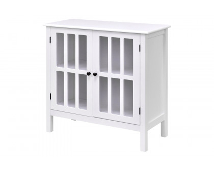 FaFurn Wood Sideboard Buffet Cabinet with Glass Panel Doors - White