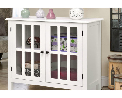 FaFurn Wood Sideboard Buffet Cabinet with Glass Panel Doors - White