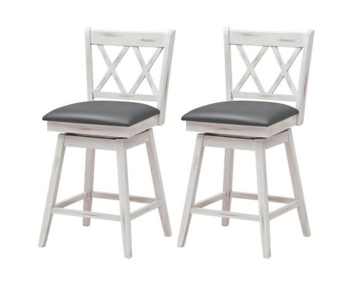 FaFurn Set of 2 Swivel Barstool - White