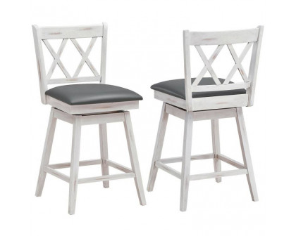 FaFurn Set of 2 Swivel Barstool - White