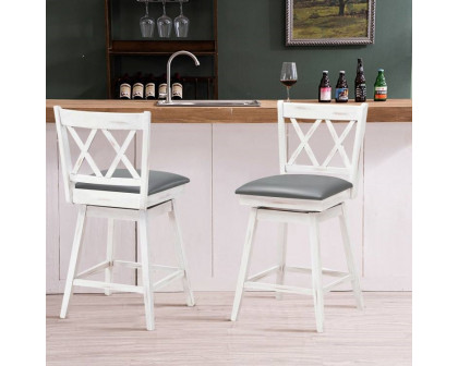 FaFurn Set of 2 Swivel Barstool - White