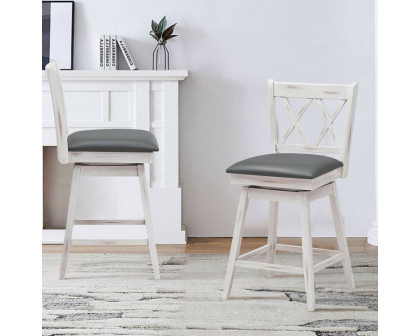 FaFurn Set of 2 Swivel Barstool - White