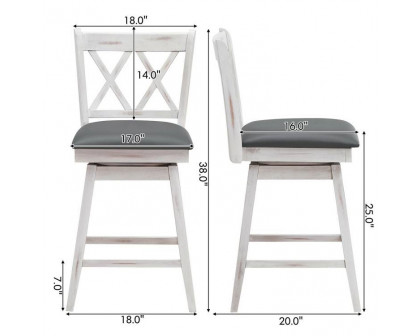 FaFurn Set of 2 Swivel Barstool - White