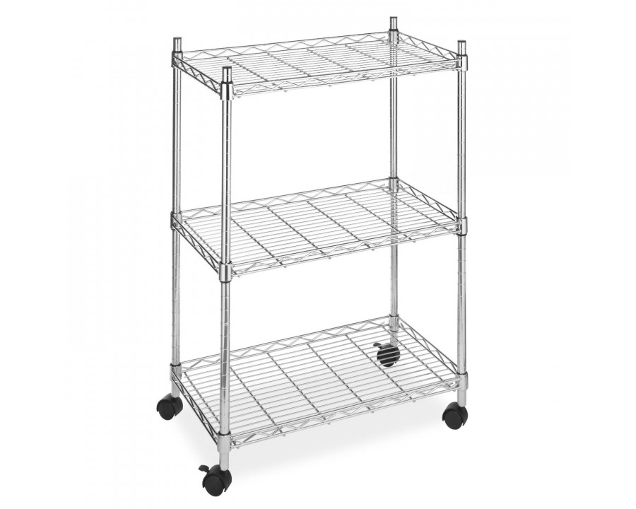 FaFurn - 3-Shelf Storage Cart on Wheels in Chrome