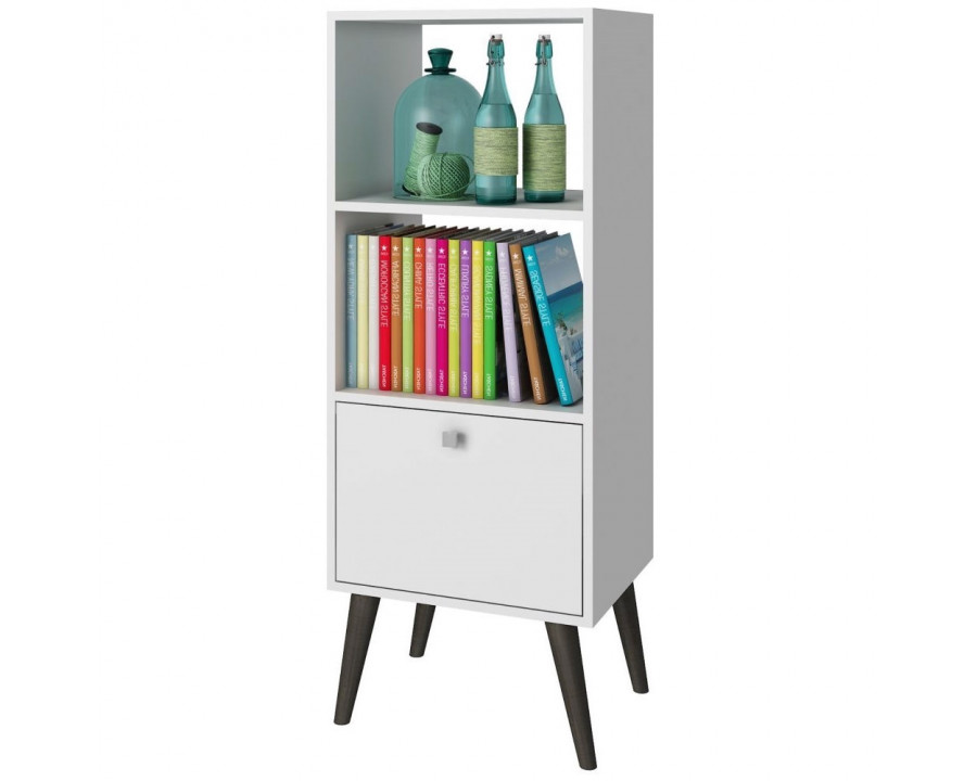 FaFurn - Modern Bookcase with Storage Drawer in White, Wood