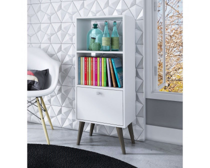 FaFurn - Modern Bookcase with Storage Drawer in White, Wood