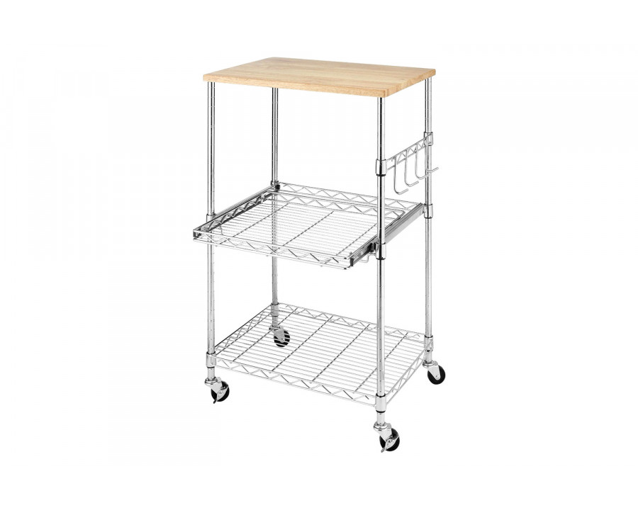 FaFurn - Sturdy Metal Kitchen Microwave Cart with Adjustable Shelves and Locking Wheels