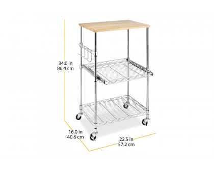 FaFurn - Sturdy Metal Kitchen Microwave Cart with Adjustable Shelves and Locking Wheels