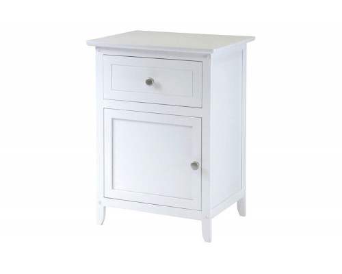 FaFurn Wood Finish 1-Drawer Bedroom Nightstand/End Table - White