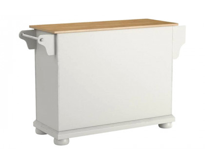 FaFurn - White Kitchen Island Storage Cabinet with Solid Wood Top