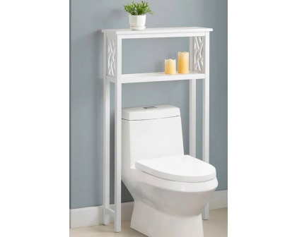 FaFurn - White Solid Wood Over The Toilet 1-Shelf Storage Rack