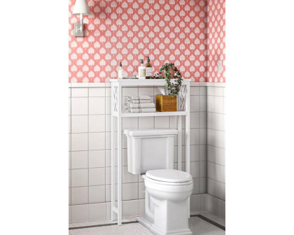 FaFurn - White Solid Wood Over The Toilet 1-Shelf Storage Rack