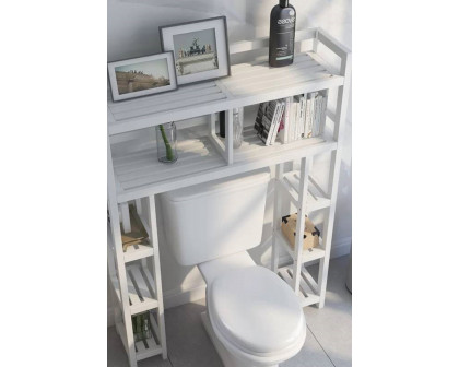 FaFurn Solid Wood Over The Toilet Bathroom Storage Unit - White