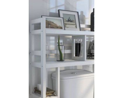 FaFurn Solid Wood Over The Toilet Bathroom Storage Unit - White