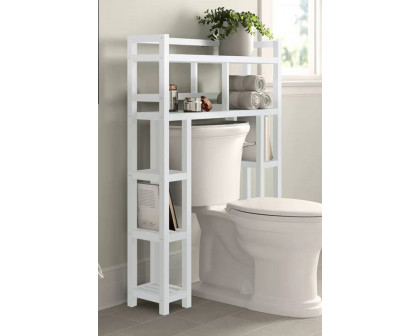 FaFurn Solid Wood Over The Toilet Bathroom Storage Unit - White