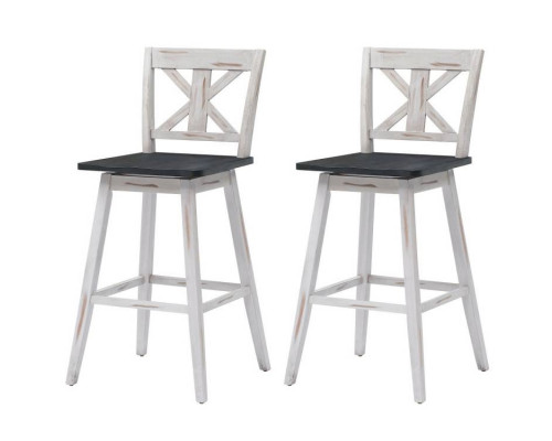 FaFurn Set of 2 Modern Swivel Barstool - White