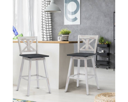 FaFurn Set of 2 Modern Swivel Barstool - White