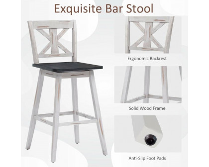 FaFurn Set of 2 Modern Swivel Barstool - White