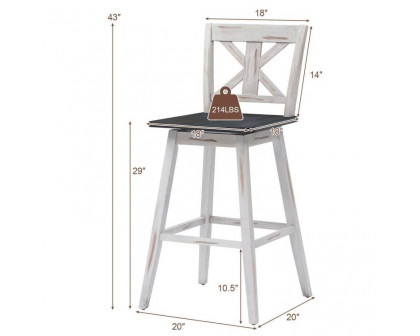 FaFurn Set of 2 Modern Swivel Barstool - White