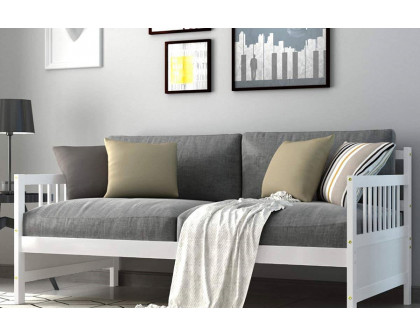 FaFurn Twin Size 2-In-1 Wood Daybed Frame Sofa Bed - White