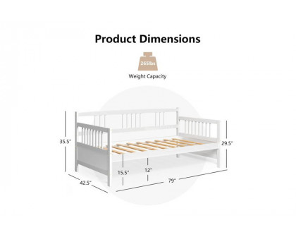 FaFurn Twin Size 2-In-1 Wood Daybed Frame Sofa Bed - White