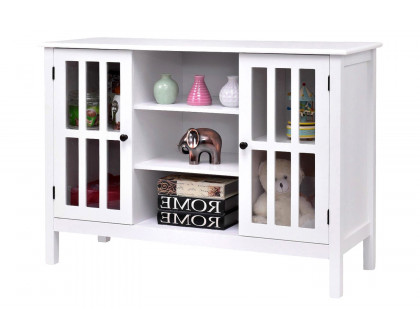 FaFurn - Wood Sofa Table Console Cabinet with Tempered Glass Panel Doors