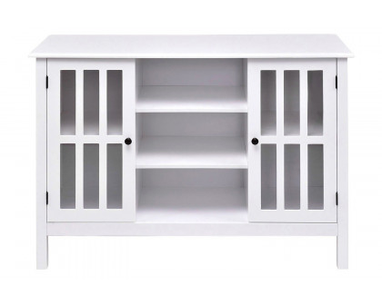 FaFurn Wood Sofa Table Console Cabinet with Tempered Glass Panel Doors - White