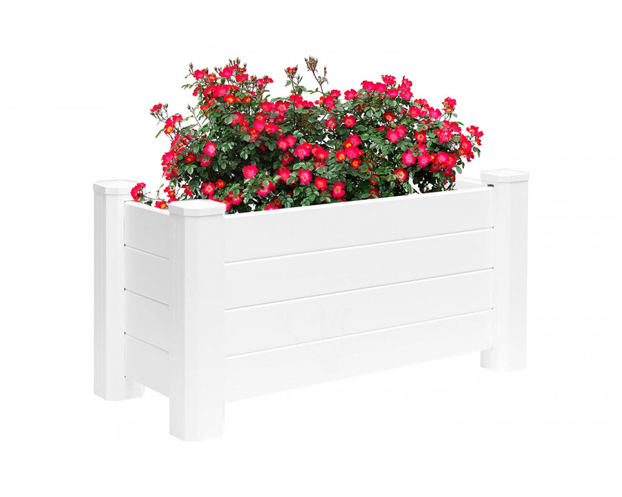 FaFurn - Outdoor Raised Garden Bed Planter Box in White, Vinyl