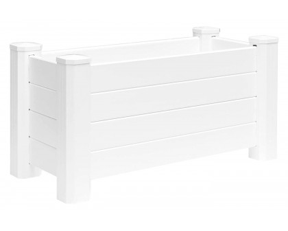 FaFurn - Outdoor Raised Garden Bed Planter Box in White, Vinyl