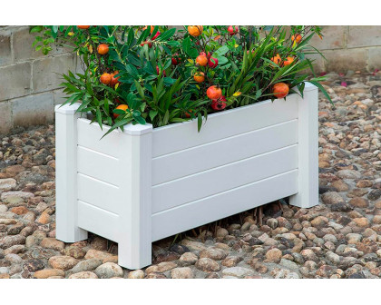 FaFurn - Outdoor Raised Garden Bed Planter Box in White, Vinyl