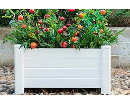 FaFurn - Outdoor Raised Garden Bed Planter Box in White, Vinyl