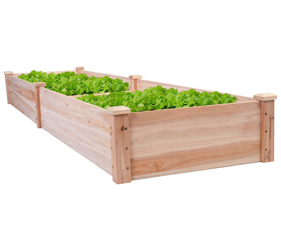 FaFurn - Solid Cedar Wood 8 Ft X 2 Ft Raised Garden Bed Planter