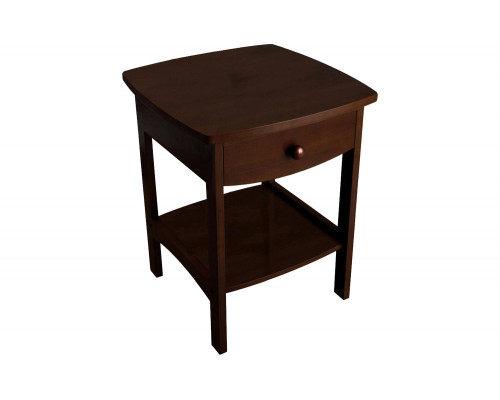 FaFurn - Walnut Finish Accent Table Nightstand with One Drawer