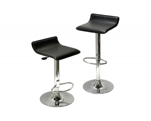 FaFurn Modern Air-Lift Adjustable Bar Stools (Set of 2) - Black/Chrome