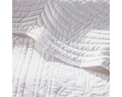 FaFurn King Size 3-Piece Reversible Scalloped Edges Quilt Set - White, Microfiber