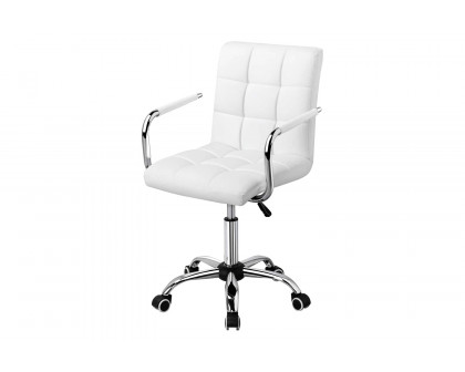 FaFurn - Modern Faux Leather Mid-Back Office Chair with Armrests and Wheels