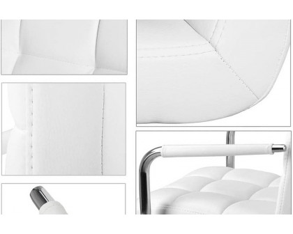 FaFurn Modern Faux Leather Mid-Back Office Chair with Armrests and Wheels - White/Chrome