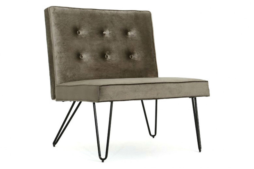 FaFurn™ Velvety Soft Upholstered Polyester Accent Chair with Black Metal Legs - Gray/Black